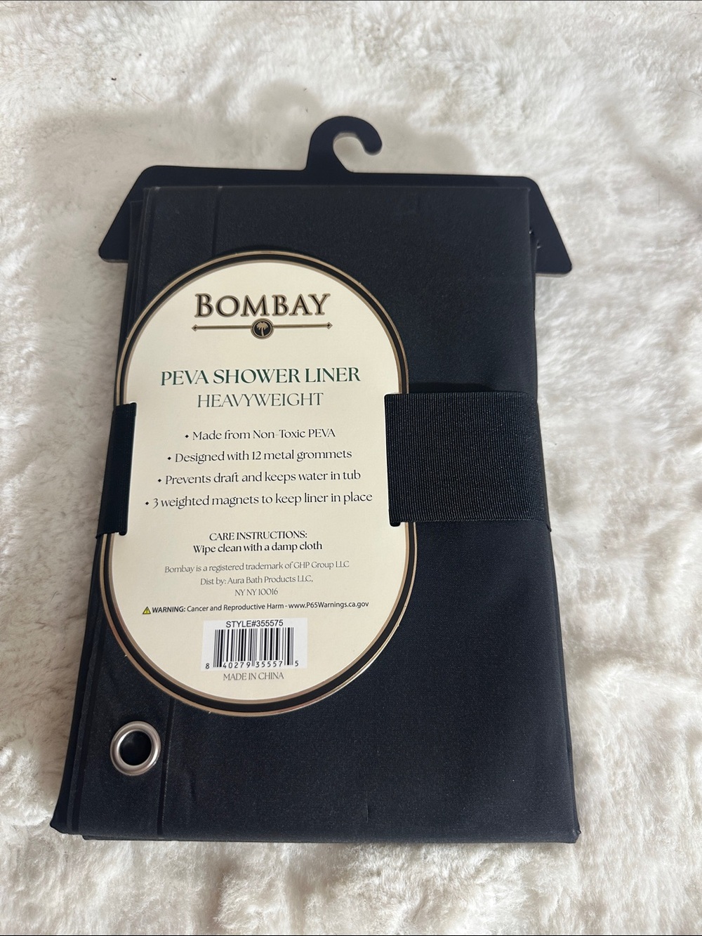 Bombay black peva shower liner 70” x 72”
